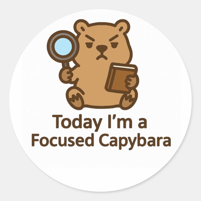 Today I’m a Focused Capybara – Kawaii Sticker (Vorderseite)