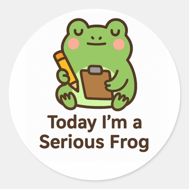 Today I’m a Serious Frog – Funny Kawaii Sticker (Vorderseite)
