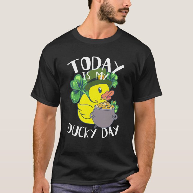 Today is My Ducky Lucky Day Yellow Leprechaun Rubb T-Shirt (Vorderseite)