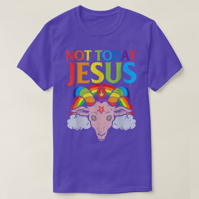 Today Not Jesus Satan Goat Satanic Rainbow Satanis T-Shirt (Design vorne)