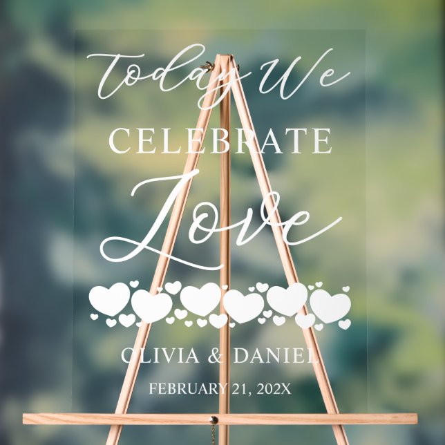Today We Celebrate Love Custom Wedding Welcome Acrylschild (Neutral)