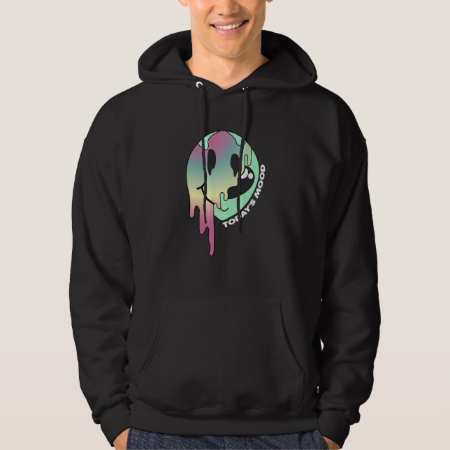 Today's Mood Happy Retro Melting Face Motivational Hoodie (Vorderseite)