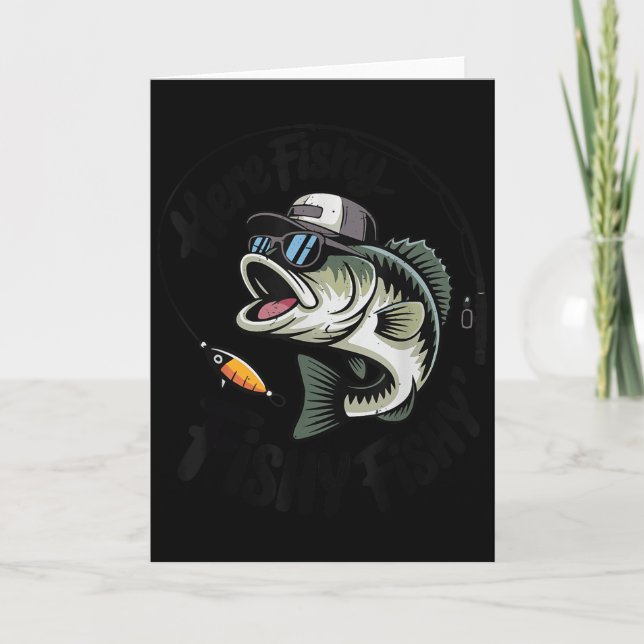 Toddler Boy Here-fishy Funny Fishing Buddy B Fishe Karte (Vorderseite)