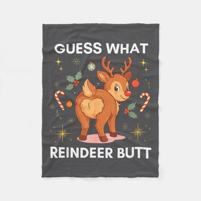 Toddler Christmas Ugly Sweater Guess What Reindeer Fleecedecke (Vorderseite)