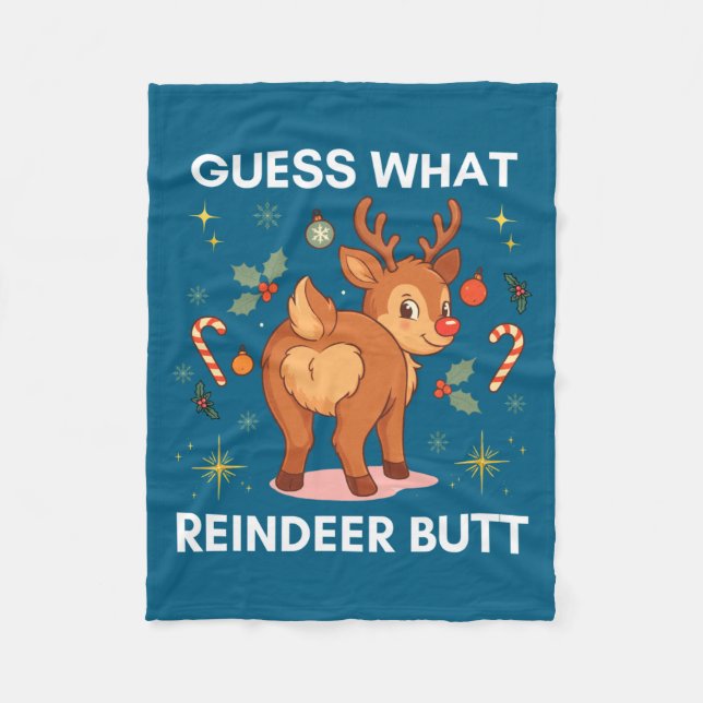Toddler Christmas Ugly Sweater Guess What Reindeer Fleecedecke (Vorderseite)