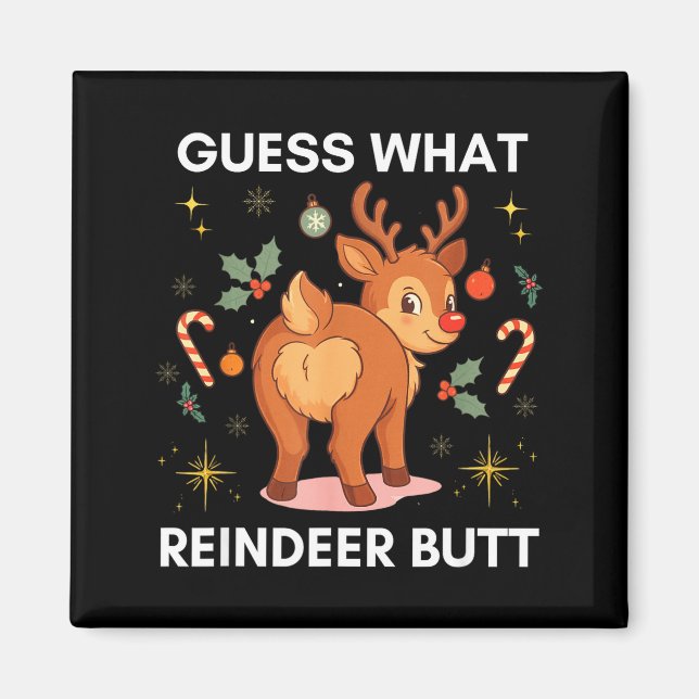 Toddler Christmas Ugly Sweater Guess What Reindeer Magnet (Vorne)