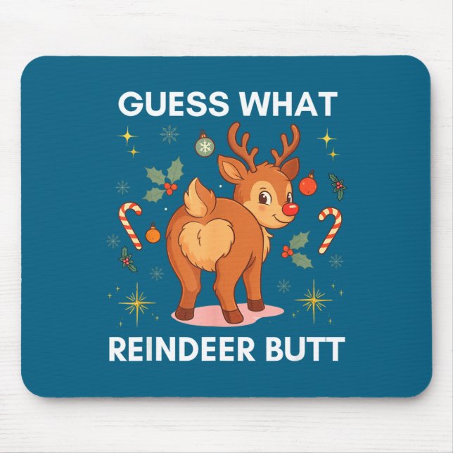 Toddler Christmas Ugly Sweater Guess What Reindeer Mousepad (Vorne)