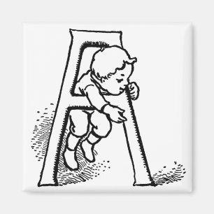 Toddler Climbing Letter 'A' - Magnet