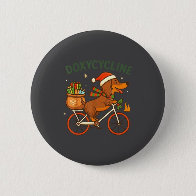 Toddler Doxycycline Long Hair Dachshund Christmas  Button (Vorderseite)