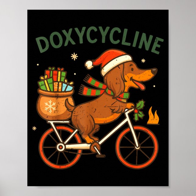 Toddler Doxycycline Long Hair Dachshund Christmas  Poster (Vorne)