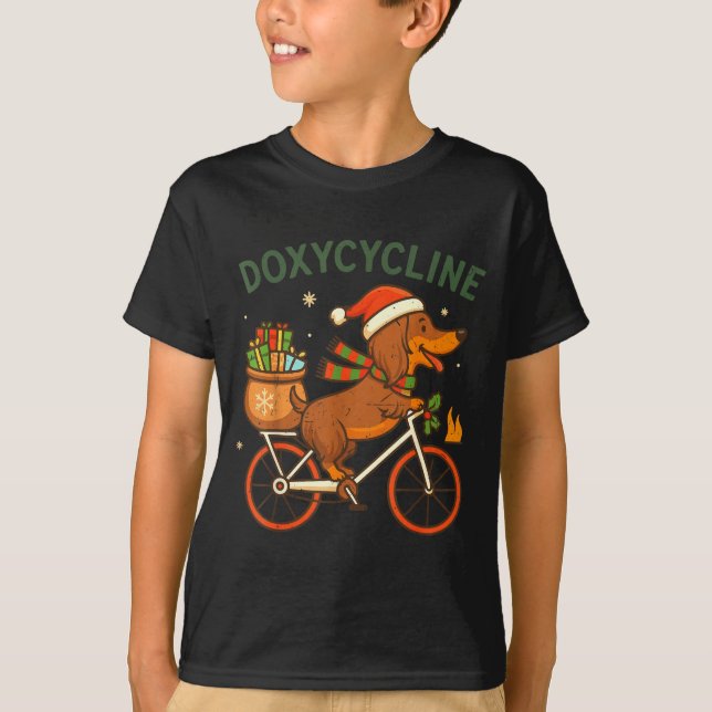 Toddler Doxycycline Long Hair Dachshund Christmas  T-Shirt (Vorderseite)