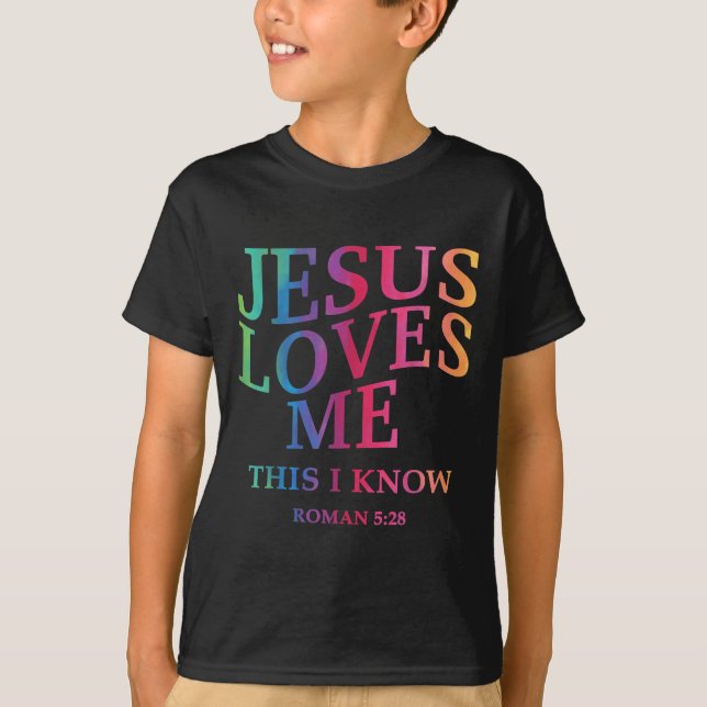Toddler Girl Jesus Loves Me This I Know Christian  T-Shirt (Vorderseite)