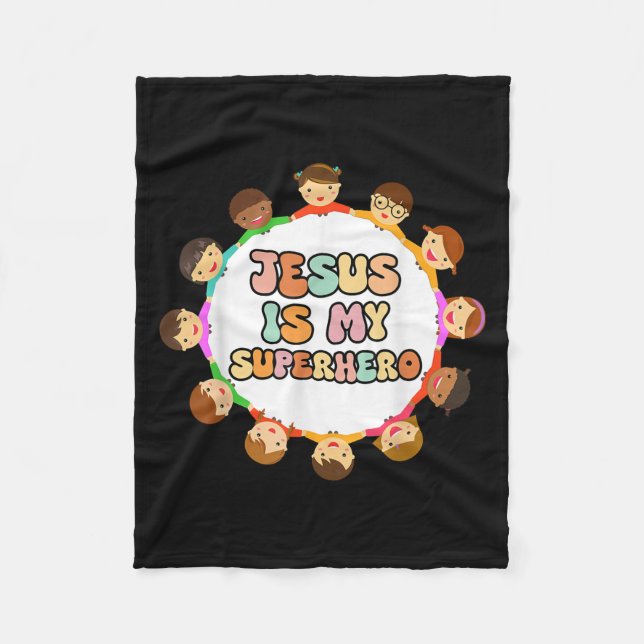 Toddler Girls Jesus Is My Superhero Christian Sist Fleecedecke (Vorderseite)