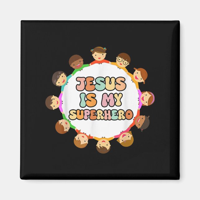Toddler Girls Jesus Is My Superhero Christian Sist Magnet (Vorne)