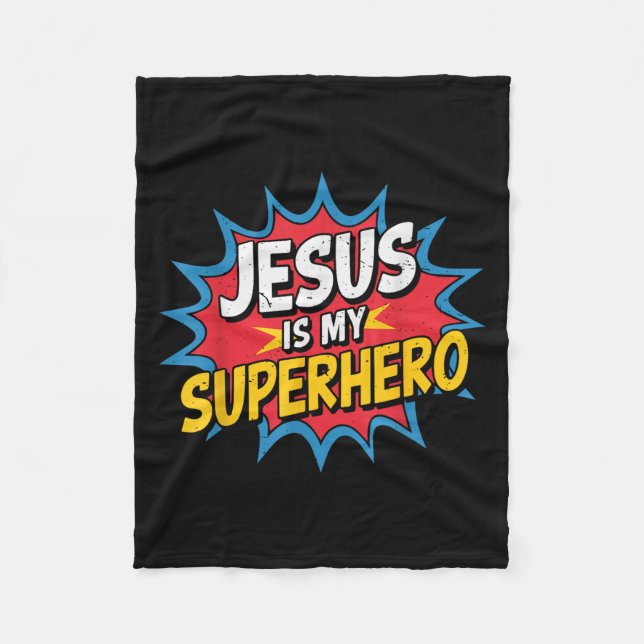 Toddler Jesus Is My Superhero Christian God Son Br Fleecedecke (Vorderseite)