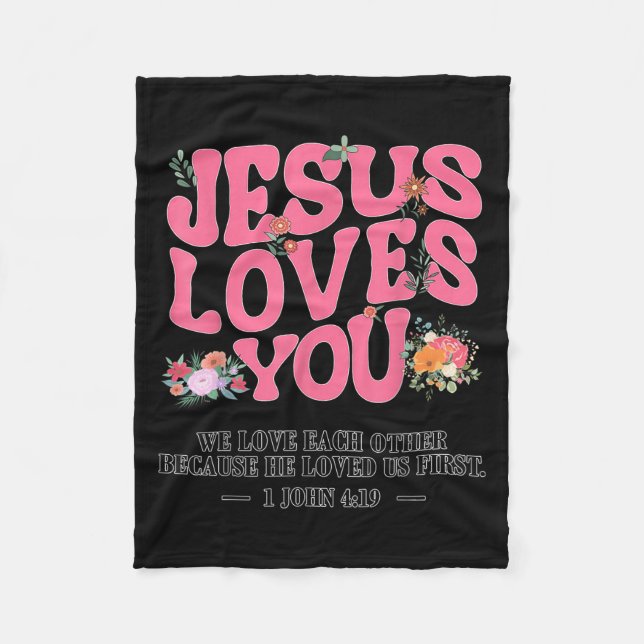 Toddler Jesus Loves You I Nk Christian God Sister  Fleecedecke (Vorderseite)