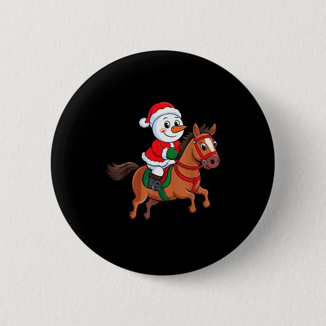 Toddler Kinder Schneemann Santa Hut Reitpferd Chri Button (Vorderseite)