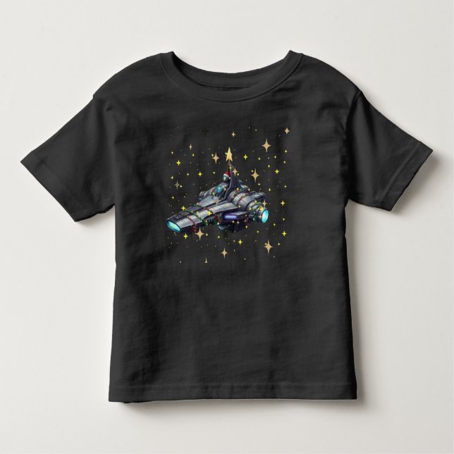 Toddler Spacecraft  i3 atlas Gold Stars Black  Kleinkind T-shirt (Vorderseite)