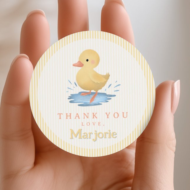Toddlers Cute Pastel Farm Duck Birthday Favor Runder Aufkleber (Von Creator hochgeladen)