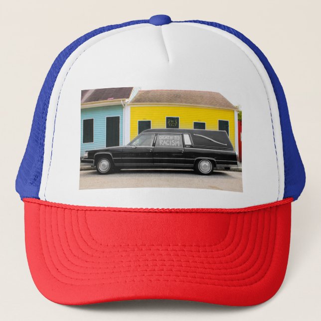 "Tode gegen Rassismus" - Satirische Erklärung Stre Truckerkappe (Vorderseite)