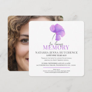 Todejahr lila Aquarellfarben Blume Foto Einladung