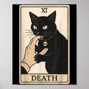 Todes-Tarotkarte schwarze Katze Halloween Hexe Gru Poster