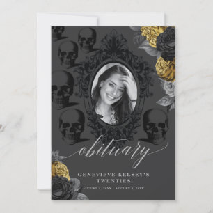 Todesanzeige für meine Jugend Schwarz und Gold Einladung