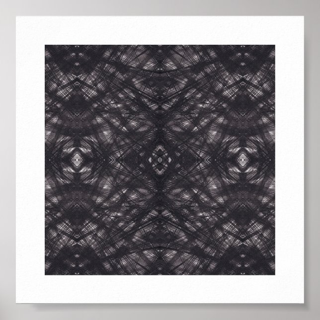 Todesdunkle schwarze abstrakte Aquarellkunst Poster (Vorne)
