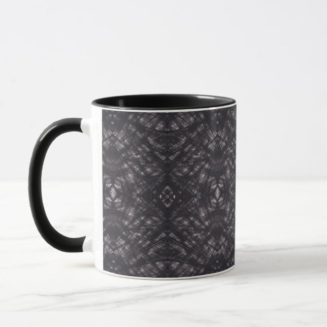 Todesdunkle Schwarze Abstrakte Aquarellkunst Tasse (Links)