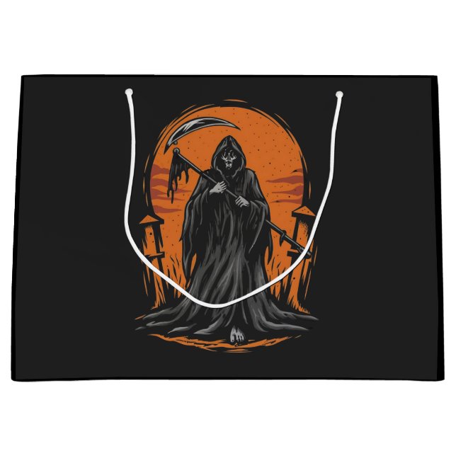 Todesgrimassen-Cartoon auf dem Friedhof beim Sonne Große Geschenktüte (Vorderseite)