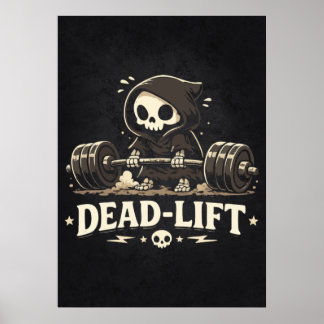 Todesheben, süßer Sensenmann-Cartoon - Fitnessstud Poster