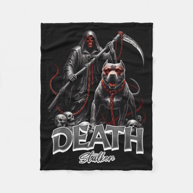 Todesjäger Sensenmann Hund Halloween Fleecedecke (Vorderseite)