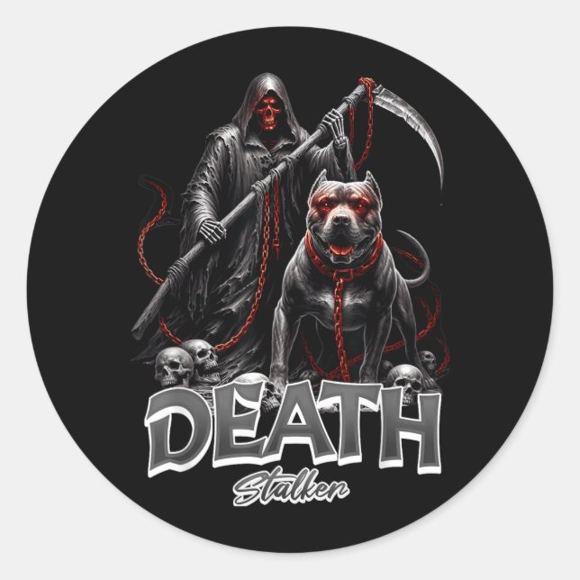 Todesjäger Sensenmann Hund Halloween Runder Aufkleber (Vorderseite)