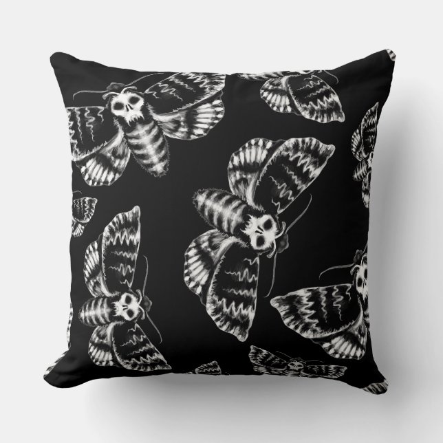 Todeskopf Hawkmoth Gothic Kissen (Vorderseite)