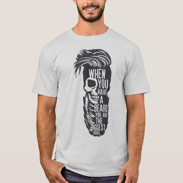 Todeskopf Hipster Beard Rebel Bärte Co T-Shirt (Vorderseite)