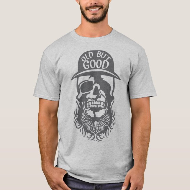 Todeskopf Hipster Zitat Old Good Bärte T-Shirt (Vorderseite)