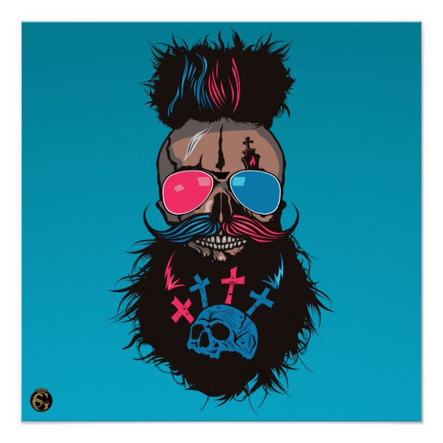 Todeskopf Punk Hipster G-Skulls Poster (Vorderseite)
