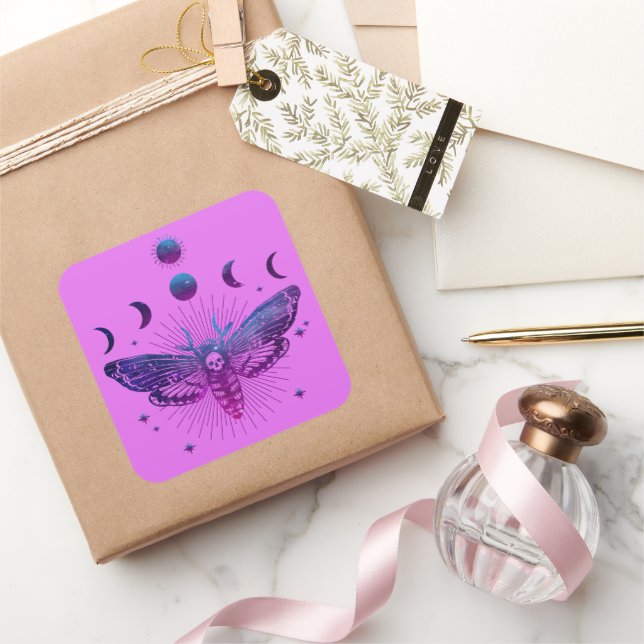 Todeskopfmoth Occult Quadratischer Aufkleber (Schenken)