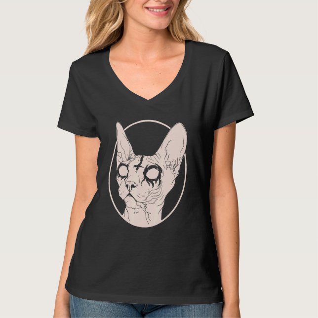 Todesmetall Sphynx Kat Satanic Bekleidung für Männ T-Shirt (Vorderseite)
