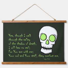 Todesschatten — Schädel Wandteppich Mit Holzrahmen