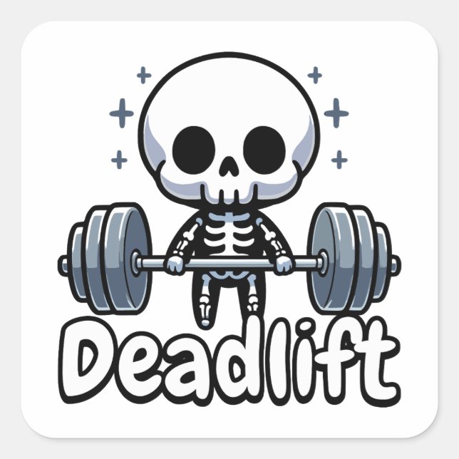 Todesstoß! Niedlicher Skelettkampfspion Quadratischer Aufkleber (Vorderseite)