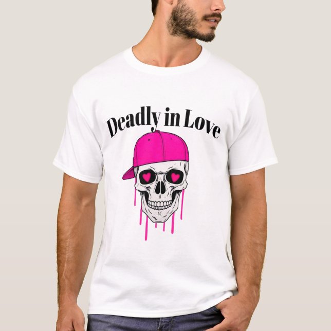 Tödlich in Liebe Edgy Skull und Herz Eyes T - Shir T-Shirt (Vorderseite)