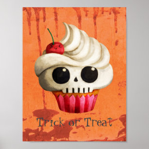 Tödlicher Schädel-kleiner Kuchen Halloweens Poster