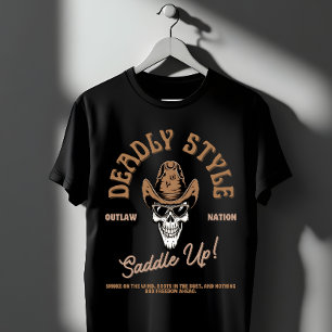 Tödlicher Stil – Western-Outlaw-Totenkopf-Vibes T-Shirt