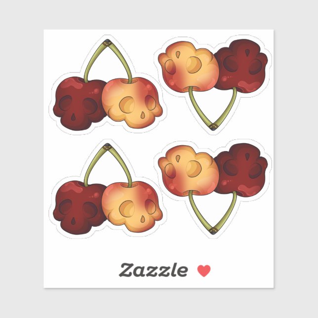 Tödliches Sweet Cherry Skull Sticker Set (Blatt)