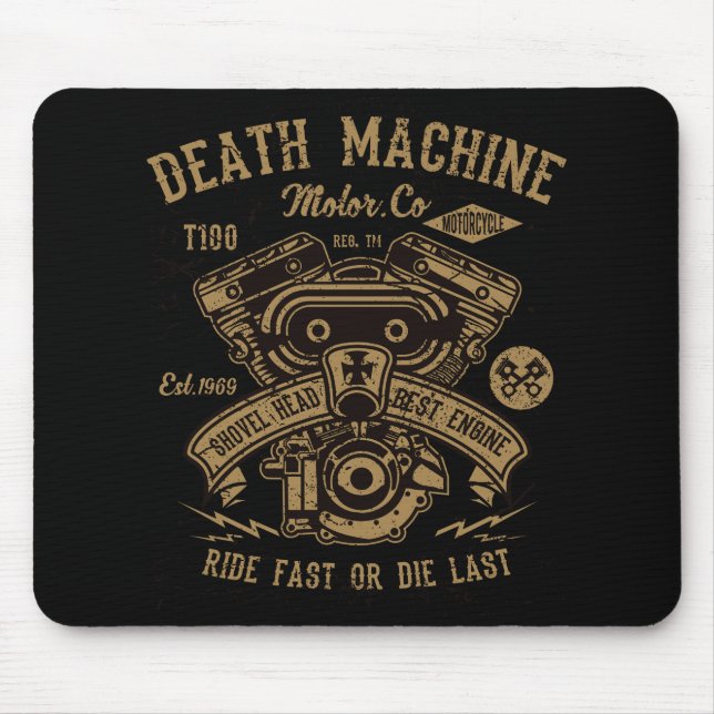 Todmaschine Harley Motorfahrt schnell oder Die Mousepad (Vorne)