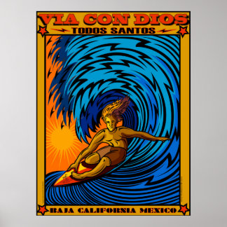 TODOS SANTOS SURFEN BAJA MEXICO POSTER