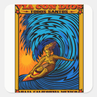 TODOS SANTOS SURFEN BAJA MEXICO QUADRATISCHER AUFKLEBER