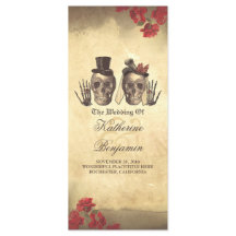 Todschönes gotisches Schädel Hochzeitsprogramm