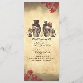 Todschönes gotisches Schädel Hochzeitsprogramm Programm